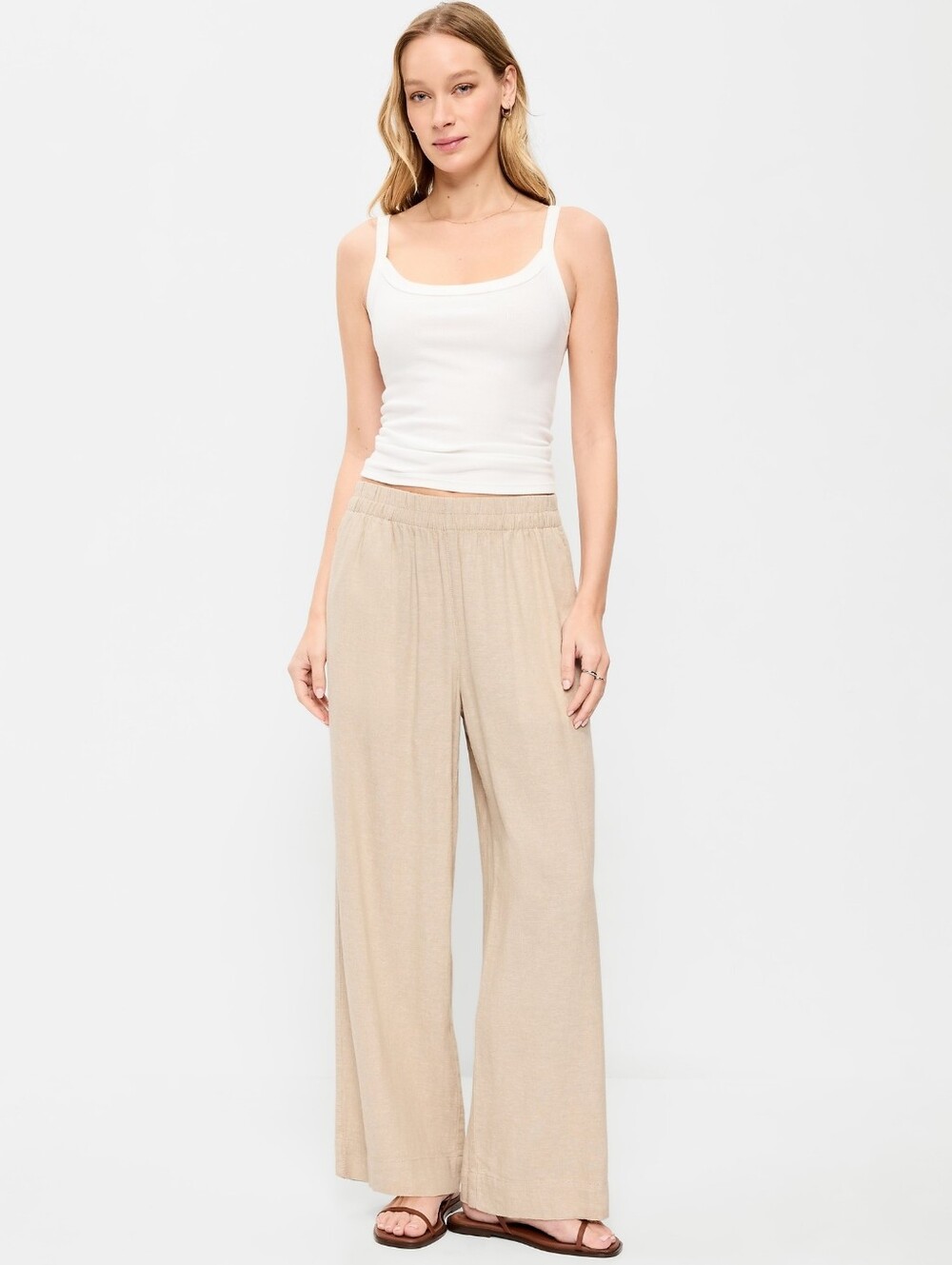 Old Navy Linen Blend High Rise Super Wide Leg Pants